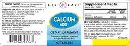 Label for Calcium 600 mg