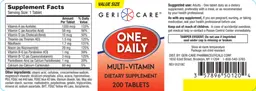 Label for One-Daily Multi-Vitamin