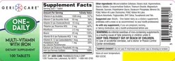 Label for One-Daily Multi-Vitamin with Iron