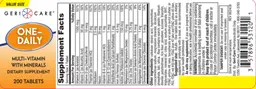 Label for One-Daily Multi-Vitamin with Minerals