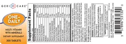 Label for One-Daily Multi-Vitamin With Minerals