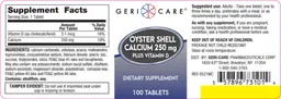 Label for Oyster Shell Calcium 250 mg Plus Vitamin D