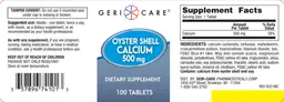 Label for Oyster Shell Calcium 500 mg