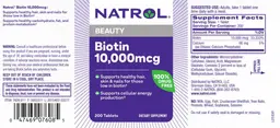 Label for Biotin 10,000 mcg