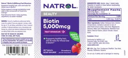 Label for Biotin 5,000 mcg Fast Dissolve Strawberry