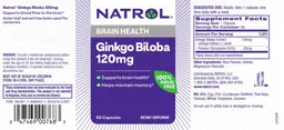 Label for Ginkgo Biloba 120 mg
