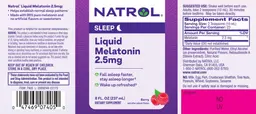 Label for Liquid Melatonin 2.5 mg Berry
