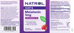 Label for Melatonin 1 mg Fast Dissolve Strawberry