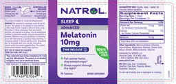 Label for Melatonin Advanced 10 mg Time Release