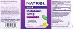Label for Melatonin 10 mg Fast Dissolve Citrus