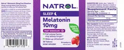 Label for Melatonin 10 mg Fast Dissolve Strawberry