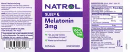 Label for Melatonin 3 mg