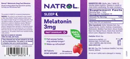 Label for Melatonin 3 mg Fast Dissolve Strawberry