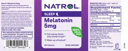 Label for Melatonin 5 mg
