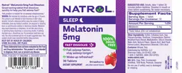 Label for Melatonin 5 mg Fast Dissolve Strawberry