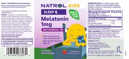 Label for Melatonin 1 mg Fast Dissolve Strawberry