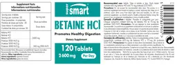 Label for Betaine HCl 2600 mg