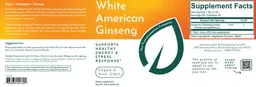 Label for White American Ginseng