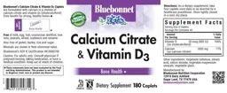 Label for Calcium Citrate & Vitamin D3
