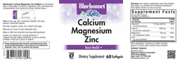Label for Calcium Magnesium Zinc