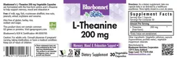 Label for L-Theanine 200 mg
