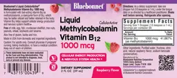 Label for Liquid CellularActive Methylcobalamin Vitamin B12 1000 mcg Raspberry Flavor