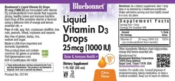 Label for Liquid Vitamin D3 Drops 25 mcg (1000 IU) Citrus Flavor