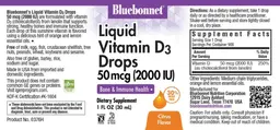 Label for Liquid Vitamin D3 Drops 50 mcg (2000 IU) Citrus Flavor