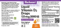 Label for Liquid Vitamin D3 Drops 5000 IU (125 mcg) Citrus Flavor