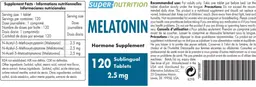 Label for Melatonin 2.5 mg