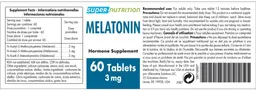 Label for Melatonin 3 mg