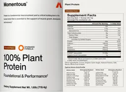 Label for 100% Plant Protein Chocolate Flavor