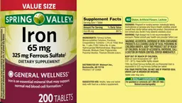 Label for Iron 65 mg