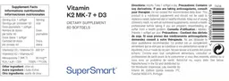 Label for Vitamin K2 MK-7 + D3