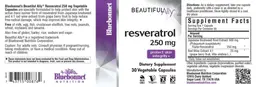 Label for Resveratrol 250 mg