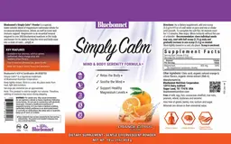 Label for Simply Calm Powder Orange Citrus Flavor