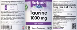 Label for Taurine 1000 mg
