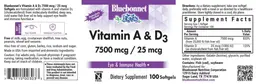 Label for Vitamin A & D3 7500 mcg / 25 mcg