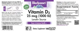 Label for Vitamin D3 25 mcg (1000 IU)