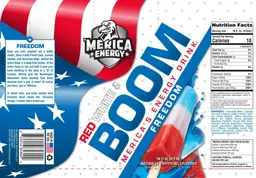 Label for Red White & Boom Energy Drink Freedom