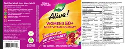 Label for Alive! Women's 50+ Multivitamin Gummy