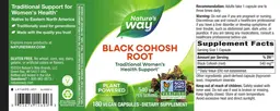 Label for Black Cohosh Root 540 mg