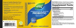 Label for Primadophilus Bifidus Once Daily