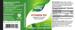 Label for Vitamin D3 2,000 IU (50 mcg)