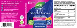 Label for Women's 3-in-1 Probiotic Gummy Orange Flavored