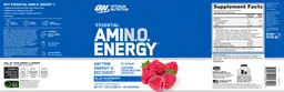 Label for Essential AMIN.O. Energy Blue Raspberry