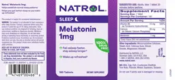 Label for Melatonin 1 mg