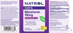 Label for Melatonin 10 mg Fast Dissolve Citrus