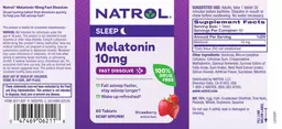 Label for Melatonin 10 mg Fast Dissolve Strawberry