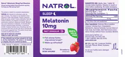 Label for Melatonin 10 mg Fast Dissolve Strawberry